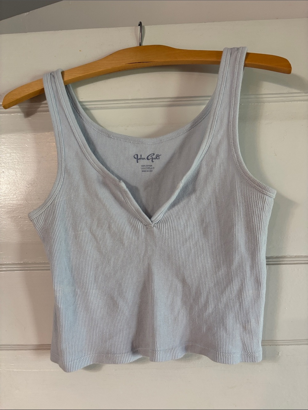 Brandy Melville Pale Blue Ribbed V-Notch Tank
